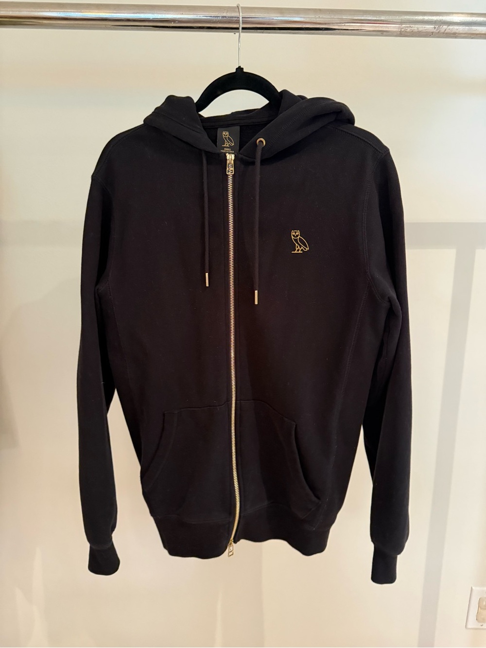 black ovo zip-up sweater